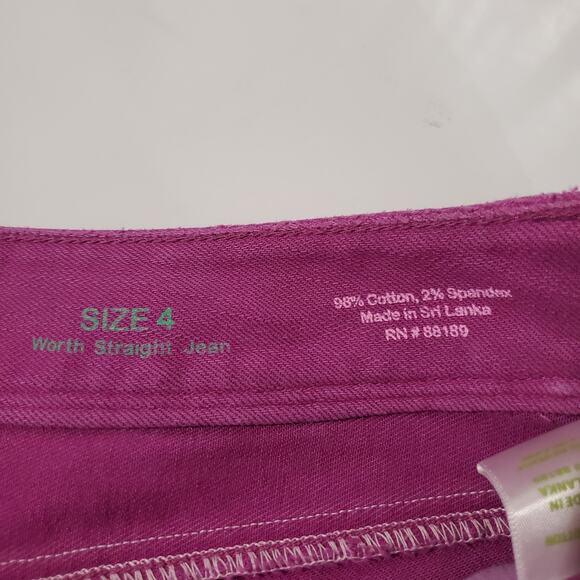 Lilly Pulitzer Worth Straight Raw Hem Jeans Womens Size 4 Fuschia Pink Cotton - Picture 9 of 12